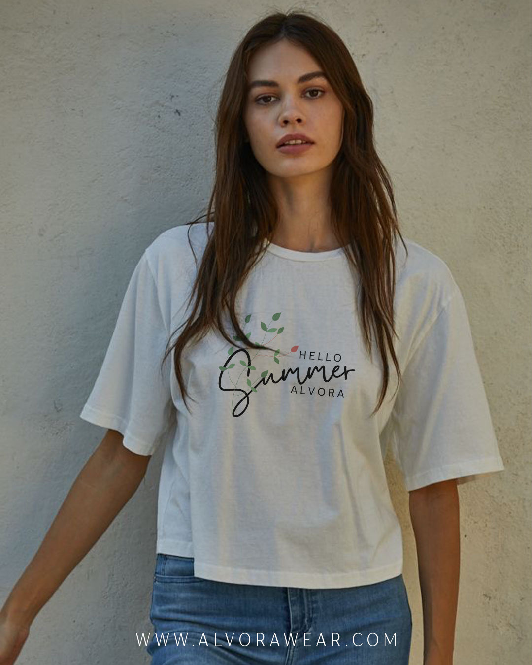 Hello Summer Flowers Cropped Boxy Tee for women