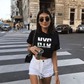 NYC Alvora Black Crop Tee For Women