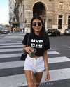 NYC Alvora Black Crop Tee For Women