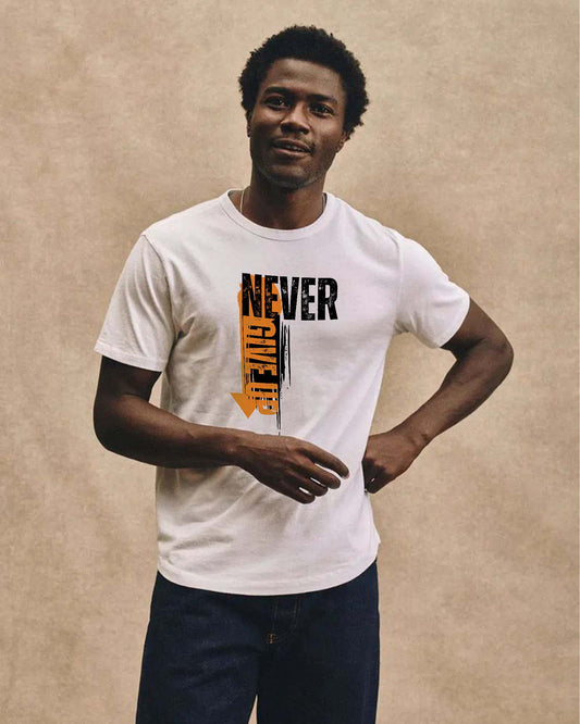 Never Give Up Light Unisex Soft style Cotton Tee - Motivational Graphic T-Shirt