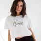 Hello Summer Flowers Cropped Boxy Tee for women