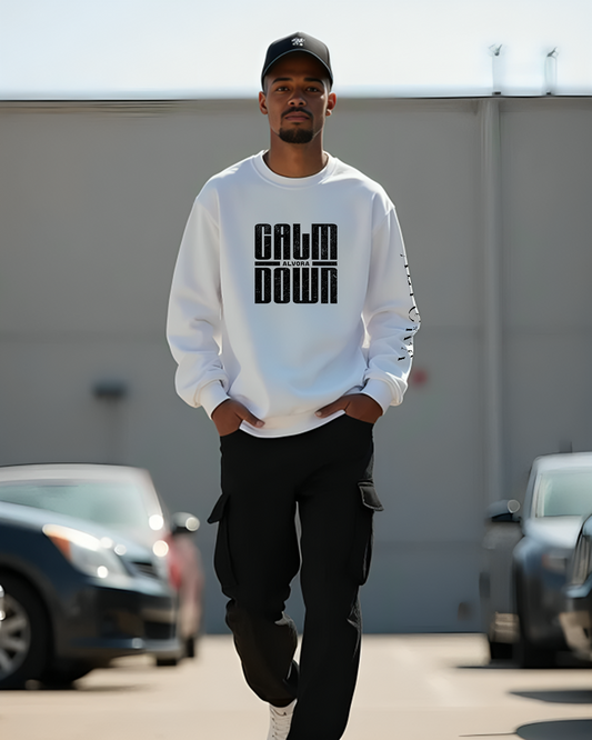 Calm Down Graphic Premium Sweatshirt – Alvora Unisex Streetwear