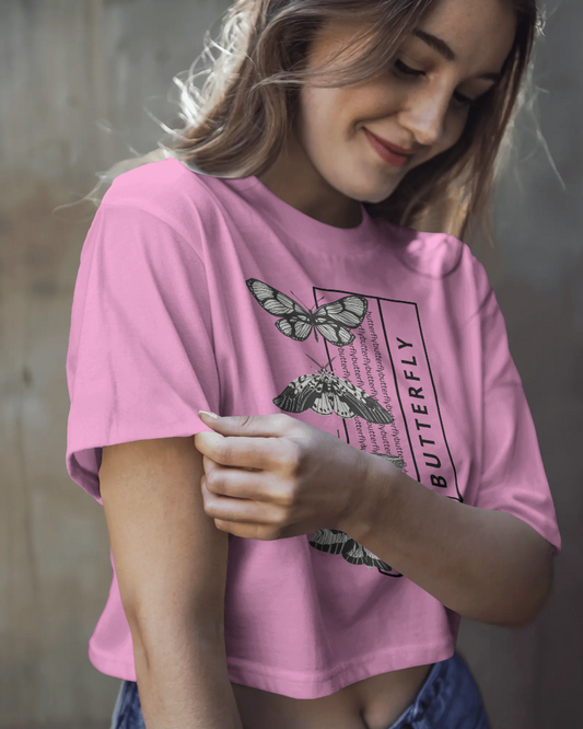 Butterfly Bloom Boxy Tee – Summer Graphic Crop