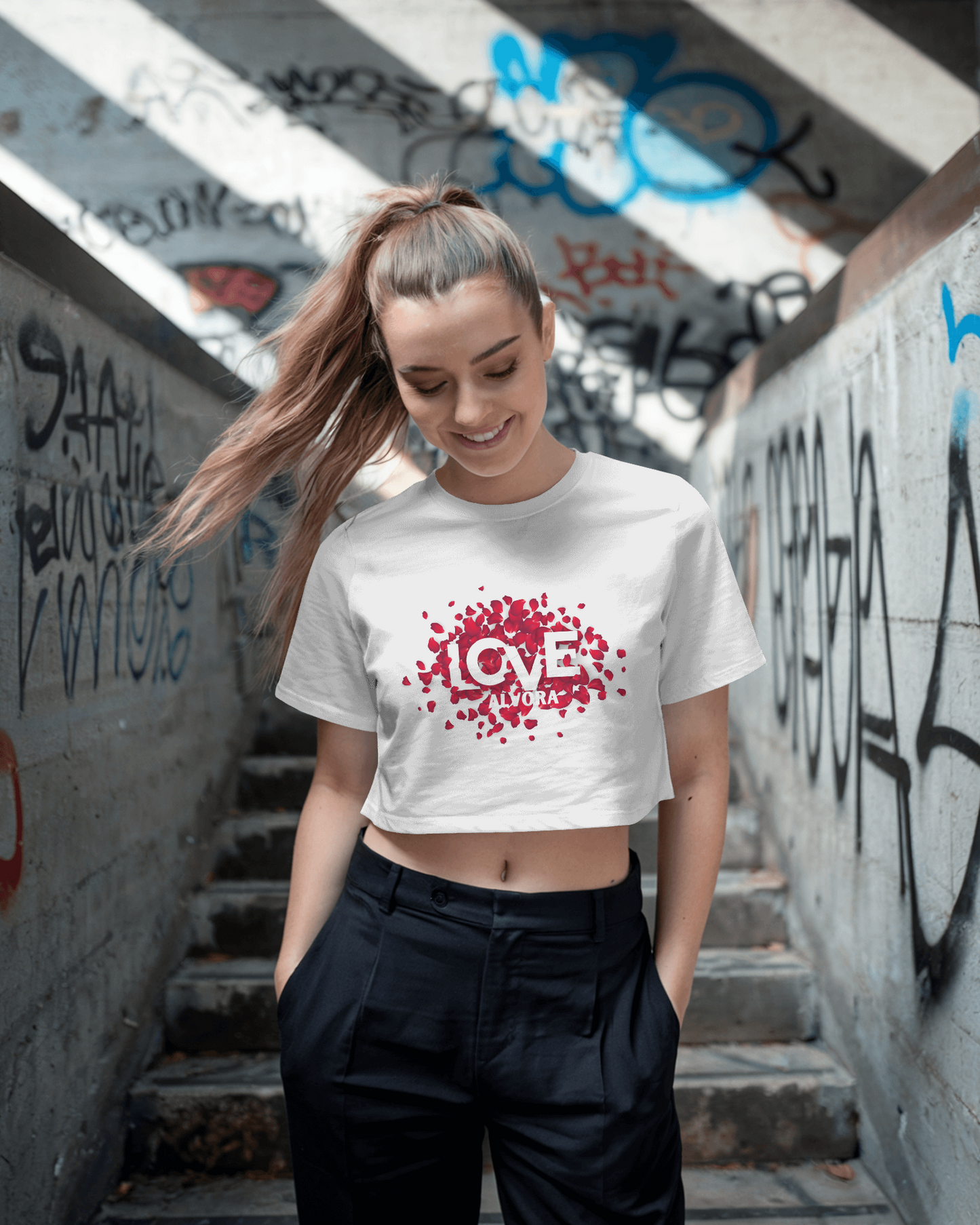 Love Alvora Rose Petals Crop Tee For Women