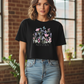 Flowers Graphic Cropped Boxy Tee for Women